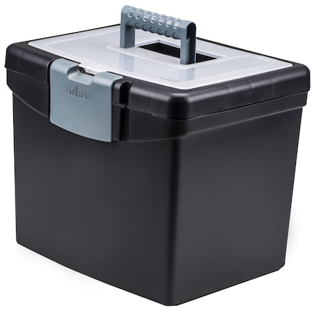 Storex Storex Portable File Box with XL Storage Lid, Black 61504B03C